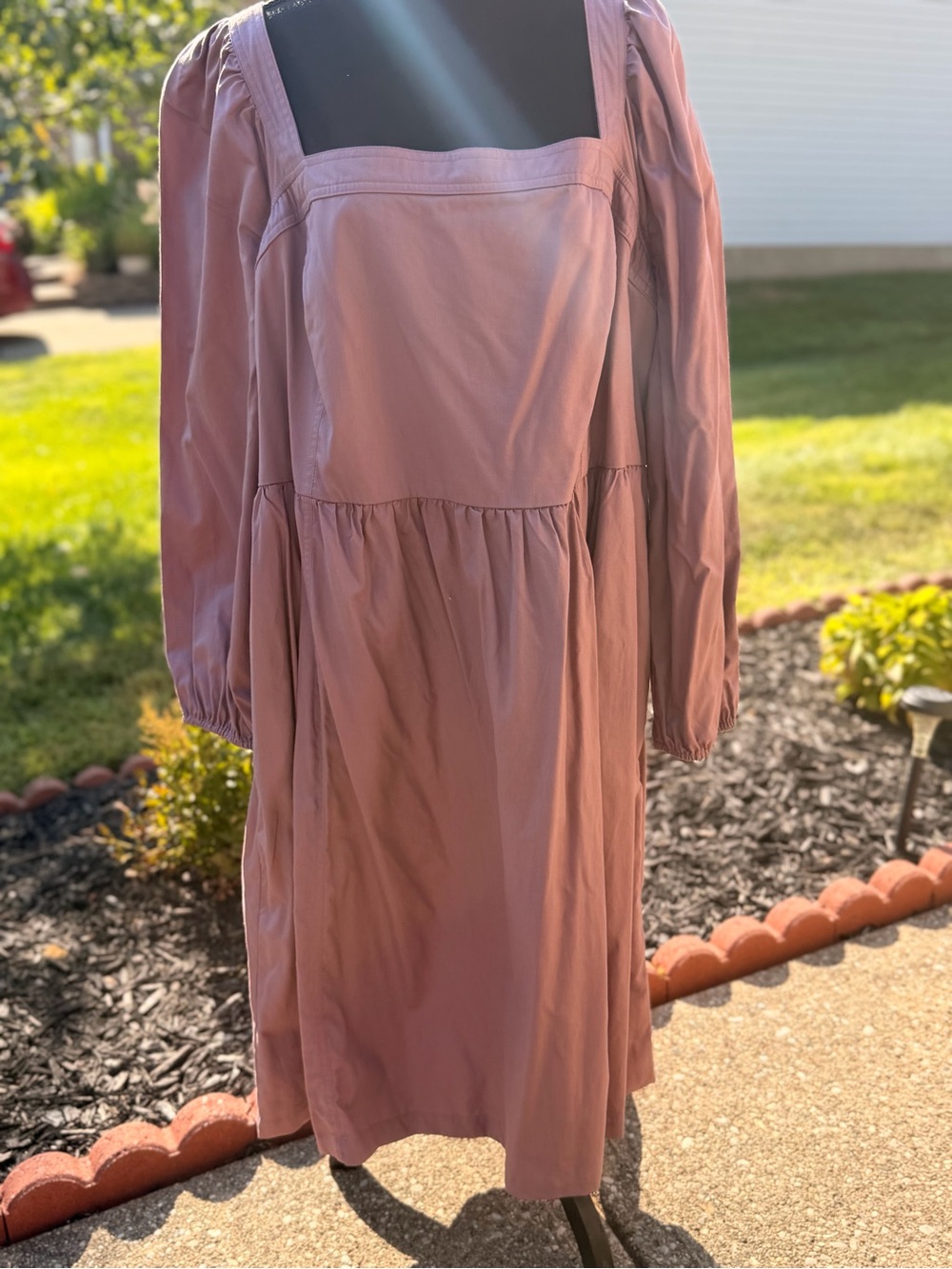 Ava & Viv Mauve Square-Neck Long Sleeve Midi Dress